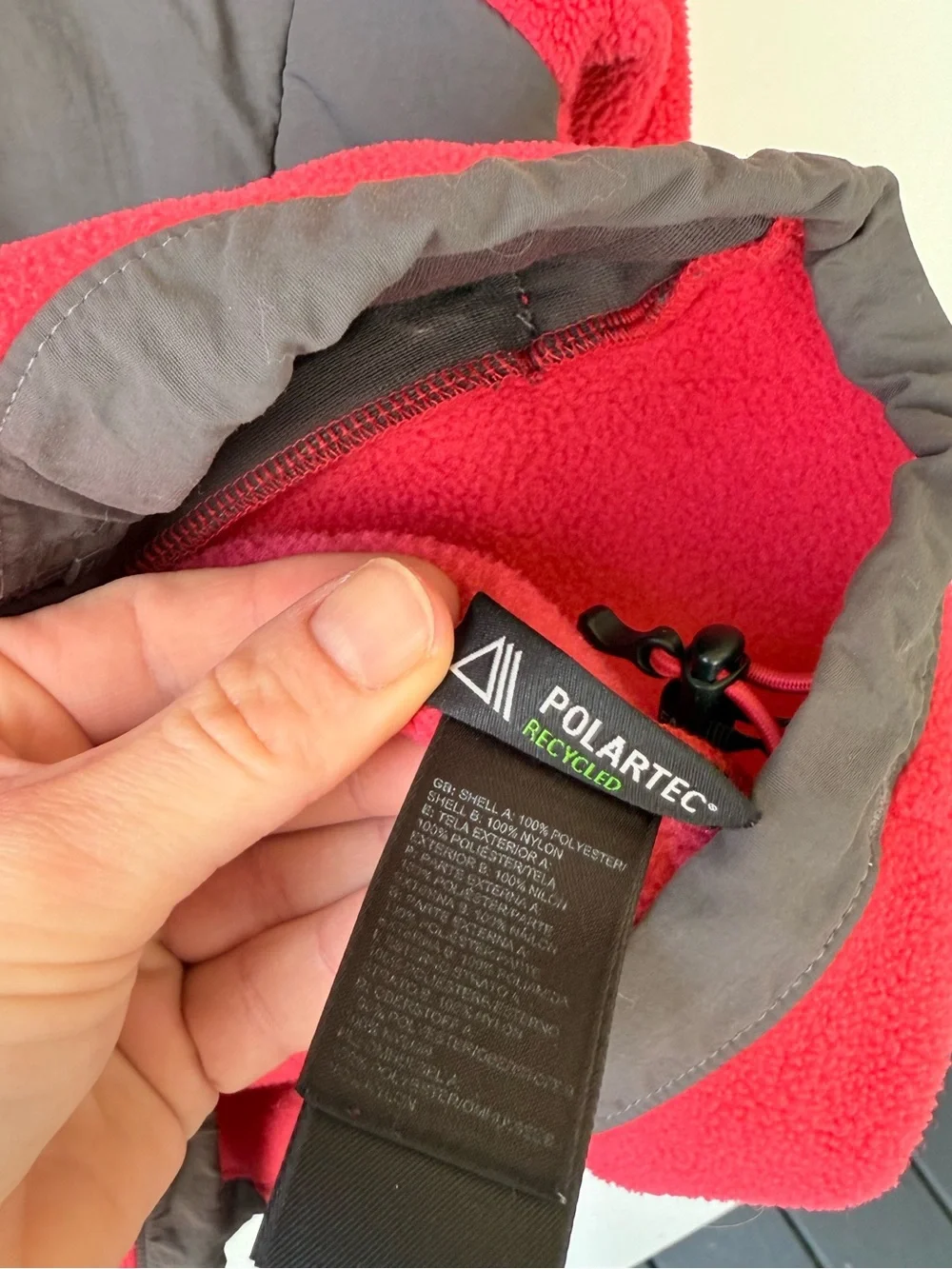 The North Face Women's Denali Hooded Fleece Jacket in pink and gray size medium